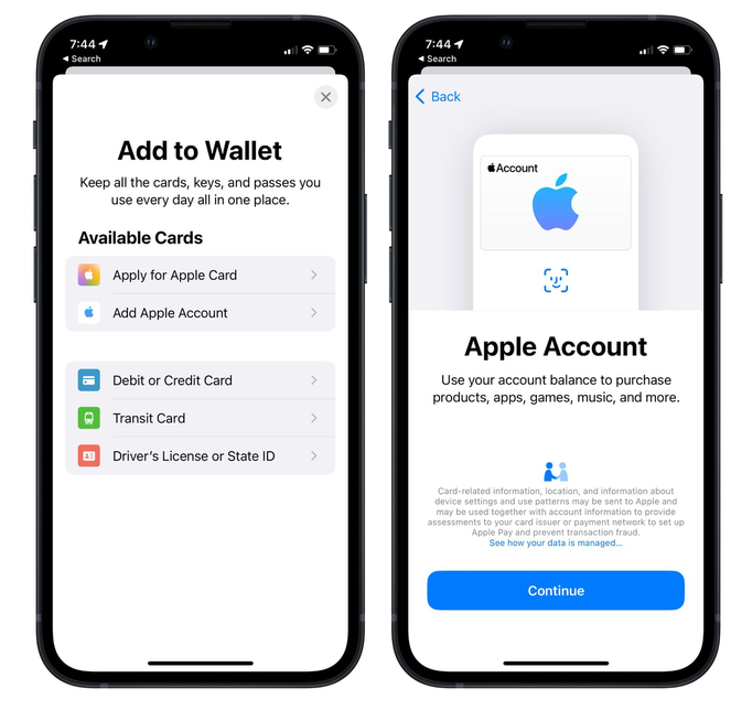 松山湖管委会苹果手机维修分享iOS 15.5钱包App如何添加 Apple 账户 