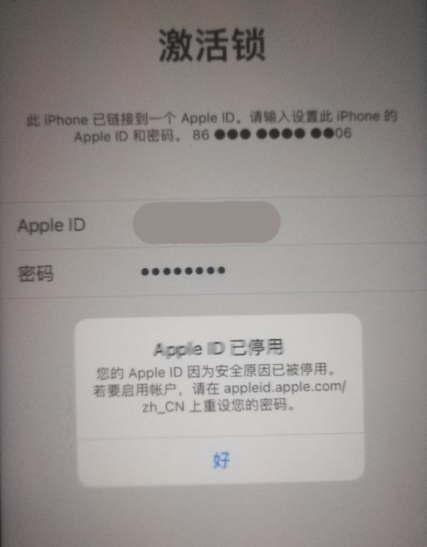 松山湖管委会苹果手机维修分享iPhone 12 出现提示“Apple ID 已停用”怎么办 
